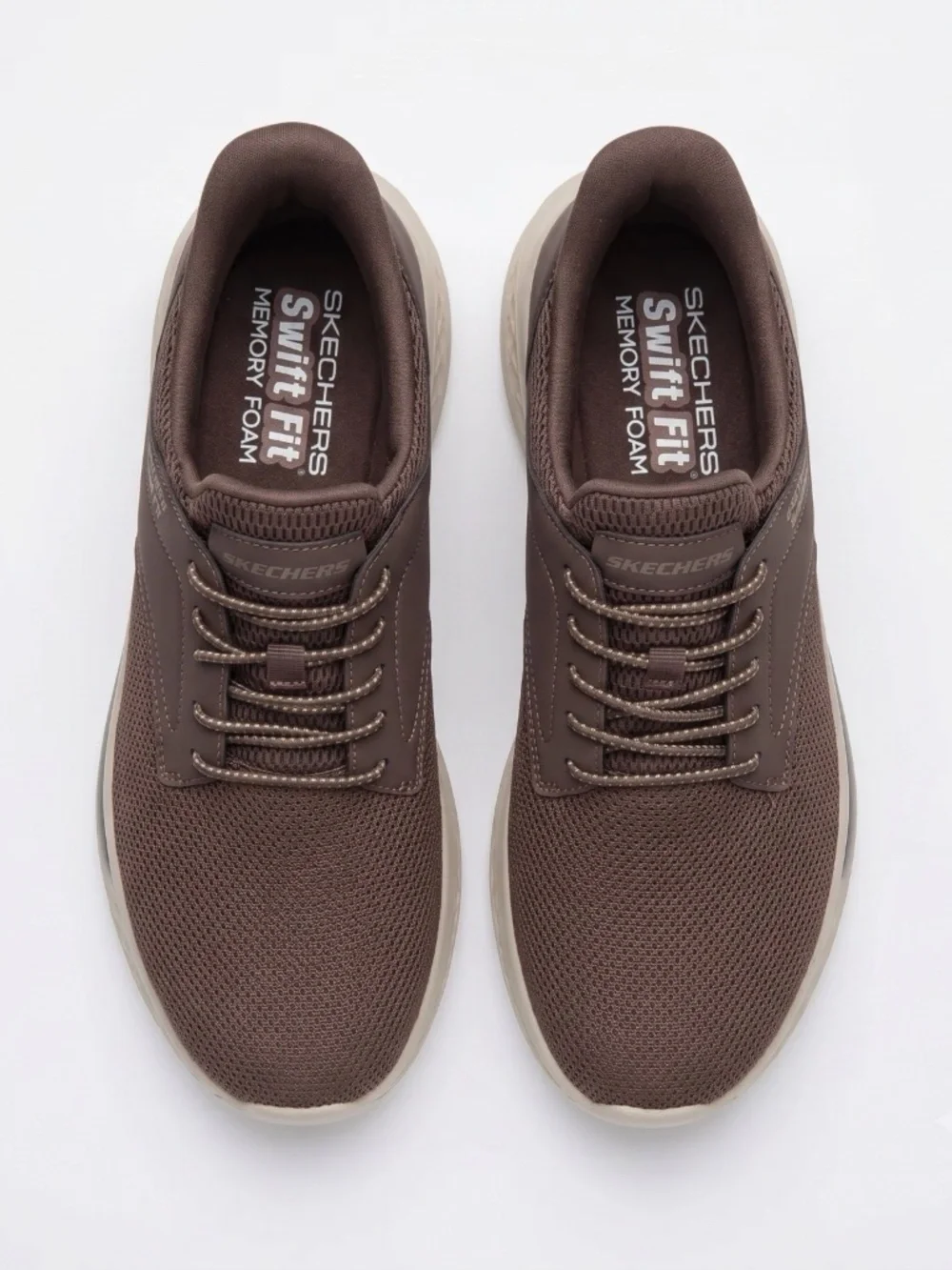 New Skechers Men Hands Free Swift Fit Lightweight Sneakers Shoes Brown